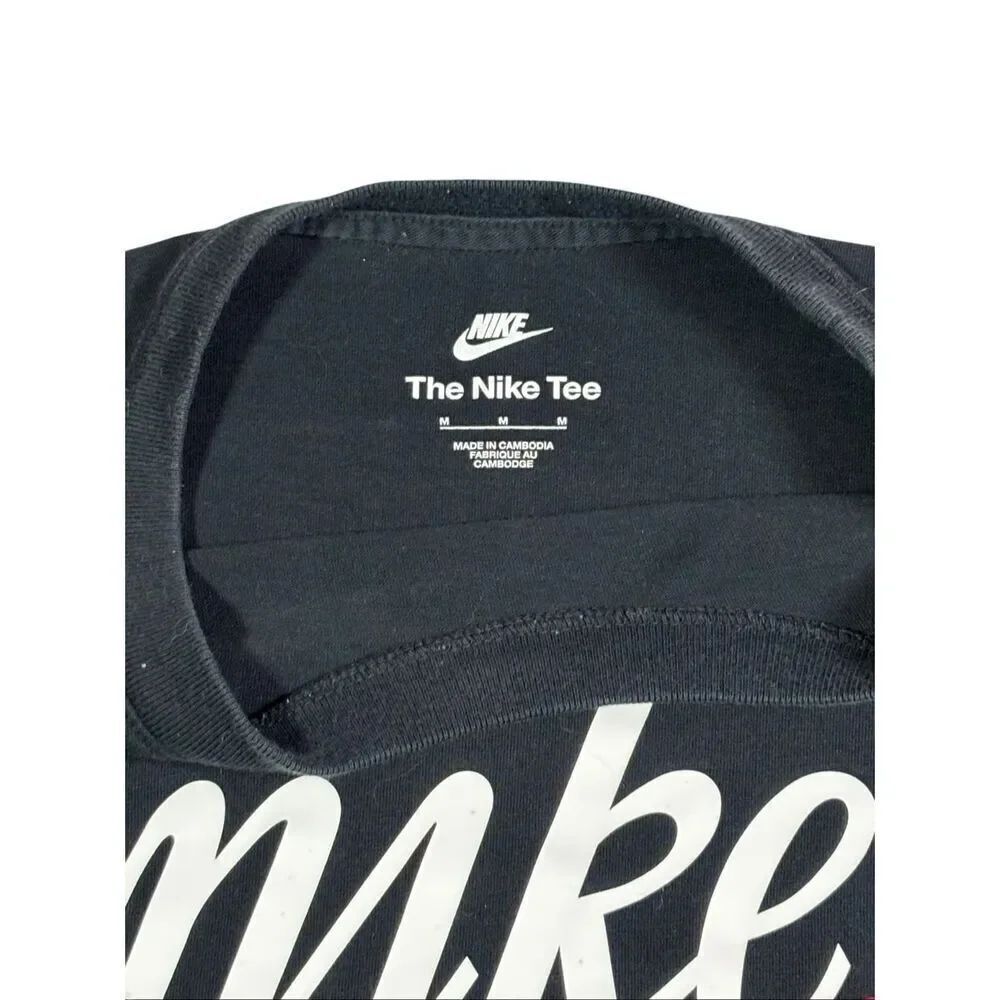 Nike Script Logo Tee Men M Black Short Sleeve Cotton - Picture 2 of 4